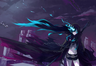 Woman long hair sword in 3 - a cityscape free wallpaper for desktop