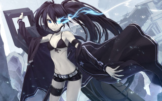 Woman bikini jacket sword lightning - anime art free wallpaper