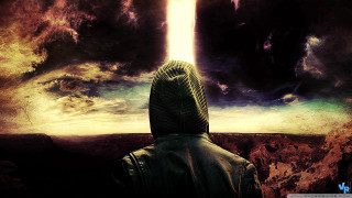 Man hooded jacket sky clouds - godray free wallpaper