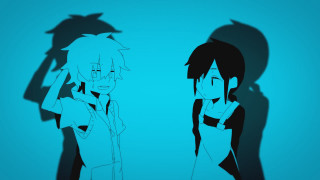 Anime characters shadows wall standing - a cell phone free wallpaper