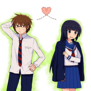 Anime couple heart balloon school - a couple of anime characters free wallpaper for tablet