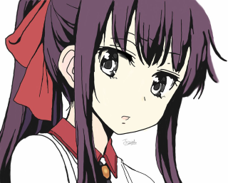 Girl long hair red bow 5 - anime art style free wallpaper