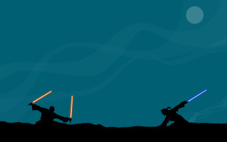 Two people lightsabers dark sky - a sword and the other free wallpaper