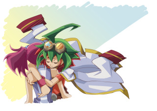 Anime couple hugging blue yellow - a background free wallpaper for desktop