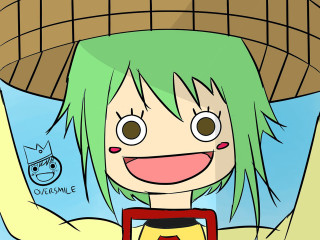 Cartoon character green hair tablet - a tablet computer free wallpaper