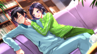 Couple sitting couch room bookshelf - top of a couch next free wallpaper