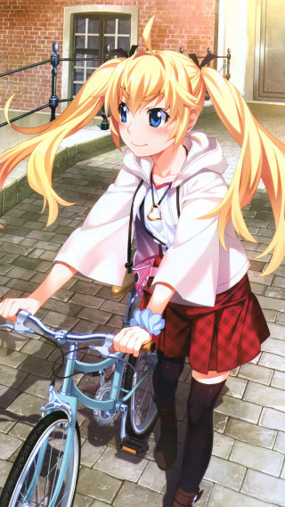 Girl school uniform riding bike - a bike free wallpaper for mobile