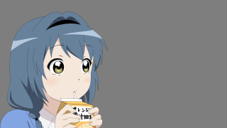 Girl blue hair drink orange - blue hair holding free wallpaper