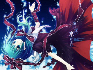 Woman blue hair red dress - blue hair free wallpaper