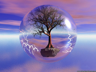 Tree bubble lightning background rock - surrealistic free wallpaper