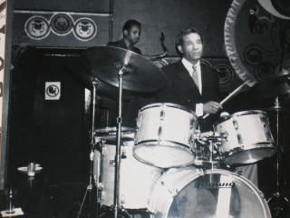 Man suit playing drums room - other man free wallpaper