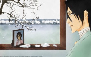 Man looking picture woman window - shin hanga free wallpaper