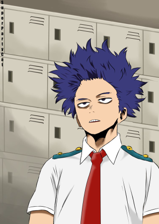 Blue haired man school uniform - red tie free wallpaper