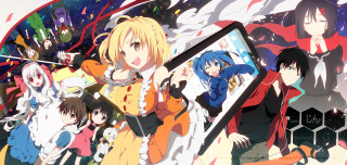 Anime characters mirror stars clouds - a mirror free wallpaper