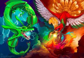 Two birds middle painting artwork - pokemon free wallpaper for desktop