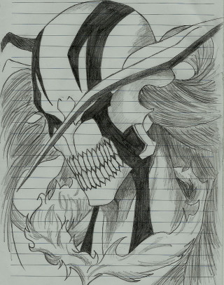 Skull hat feathered tail drawing - free abstract wallpaper