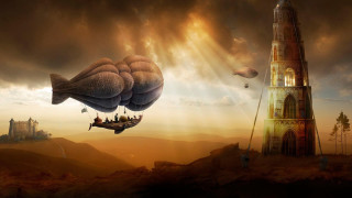 Surreal boat floating tower giant - surreal free wallpaper
