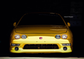 Yellow car garage lights on - its light free wallpaper