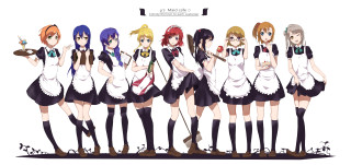 Anime girls group white background 7 - a mosaic free wallpaper for desktop