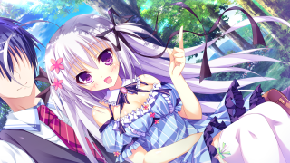 Anime characters forest trees flowers - a detailed drawing free wallpaper