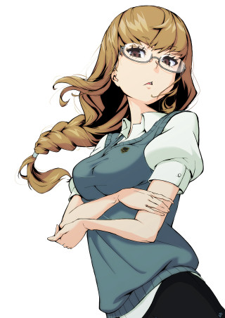 Woman glasses blue shirt arms - glass free wallpaper for mobile