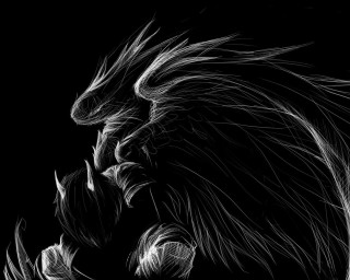 Lion head black white closed - a tail free wallpaper