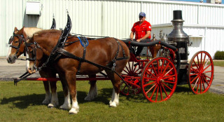 Man red uniform riding horse - carriage free wallpaper