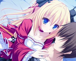 Anime couple hugging blue eyes 2 - anime free wallpaper