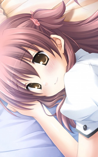 Pink hair girl bed white - her eye free wallpaper for mobile