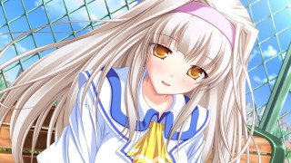 Anime girl white hair tennis - long white hair free wallpaper