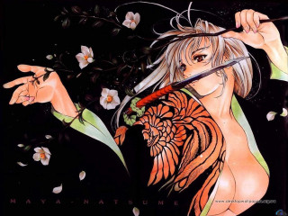 Woman flower bird knife manga - her hand and a bird free wallpaper for desktop