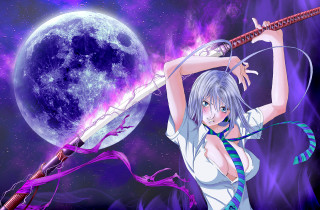 Anime girl sword fullmoon purple - a purple swirl free wallpaper