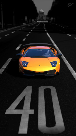 Yellow sports car night street 2 - path free wallpaper for mobile
