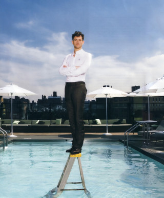 Man ladder pool water umbrellas - free vintage wallpaper for mobile