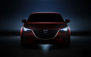Red car dark headlights glowing - the headlight free wallpaper