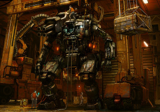 Giant robot machinery man room - a giant robot free wallpaper