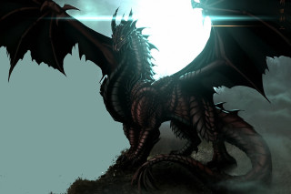 Dragon hill full moon clouds - a dragon free wallpaper for desktop