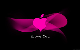 Pink apple heart i love - side and the words free wallpaper for desktop