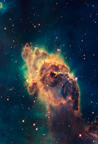 Large star cluster bright green - free space wallpaper for mobile