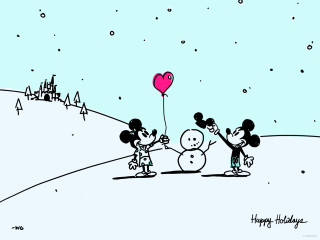 Mickey mouse heart balloon snow - disney free wallpaper