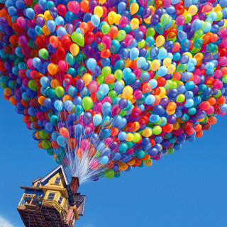 House balloons crane sky lifted - free airplane wallpaper for tablet
