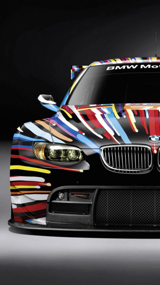 Colorful ribbons car hood decoration - free 3d render wallpaper for mobile