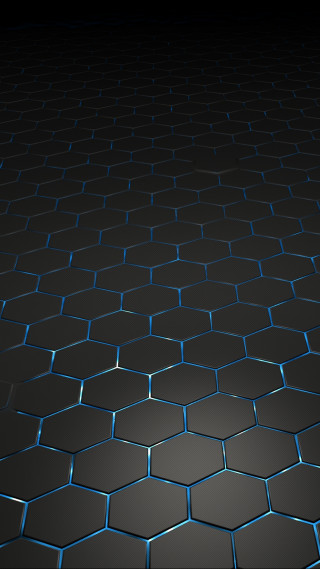 Black background blue hexagonal pattern 2 - plain background free wallpaper for mobile
