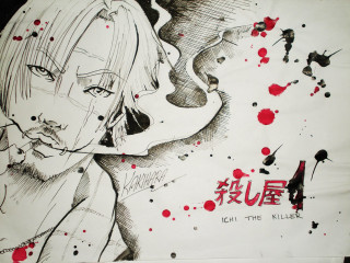 Man cigarette blood chinese woman - shin hanga free wallpaper