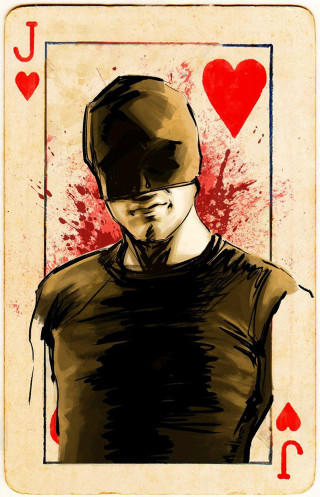 Man black shirt red heart - a card free wallpaper for mobile