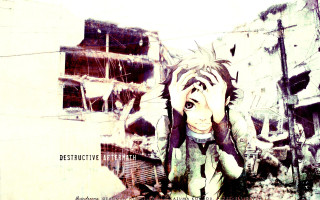 Man cat building destructive drawing - a cat free wallpaper