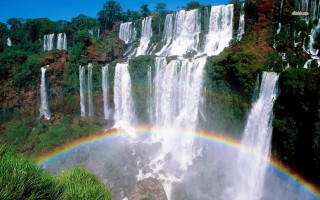 Rainbow waterfall river sky nature 2 - a rainbow free wallpaper