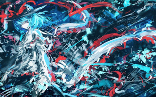 Blue hair red white paint - face and body free wallpaper