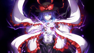 Woman red white outfit sword 3 - her hand and a hat free wallpaper