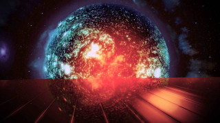 Large red blue object stars - the end of the image free wallpaper